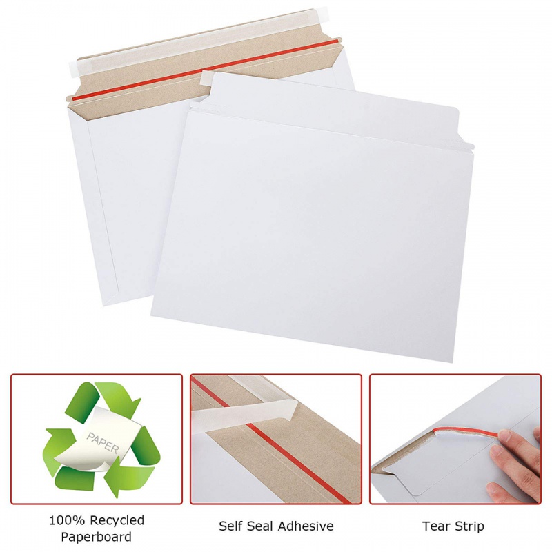 Letter Envelope Kraft - 25 Sobres Rígidos Blancos para Envíos,