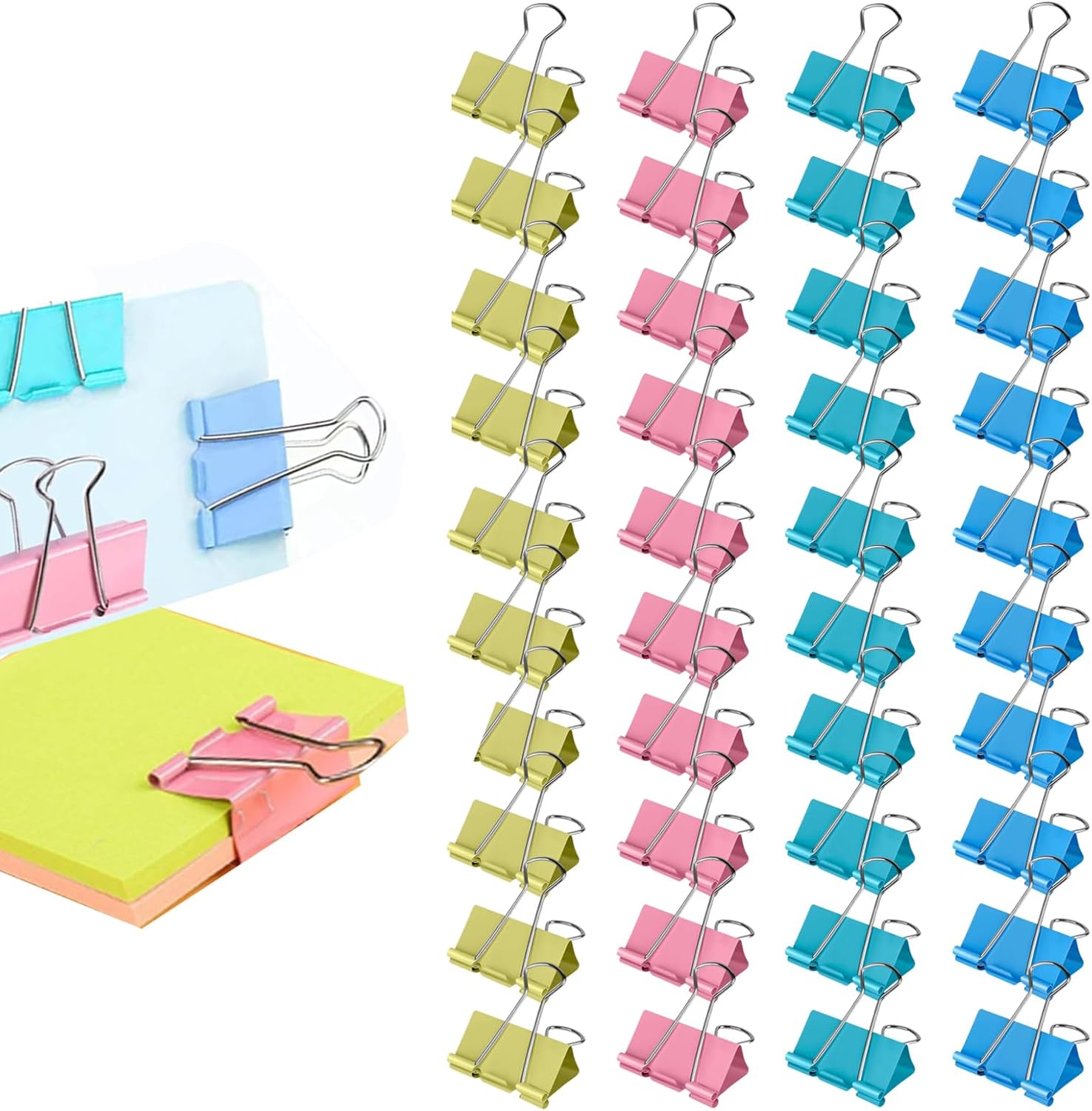 Binder Clip Assorted - Clips Plegables, 40 Clips para Papel,