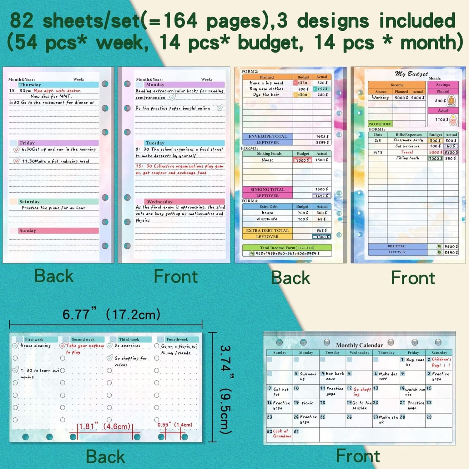 Juego de recambios de carpetas - Planner Weekly Budget reseña y precio
